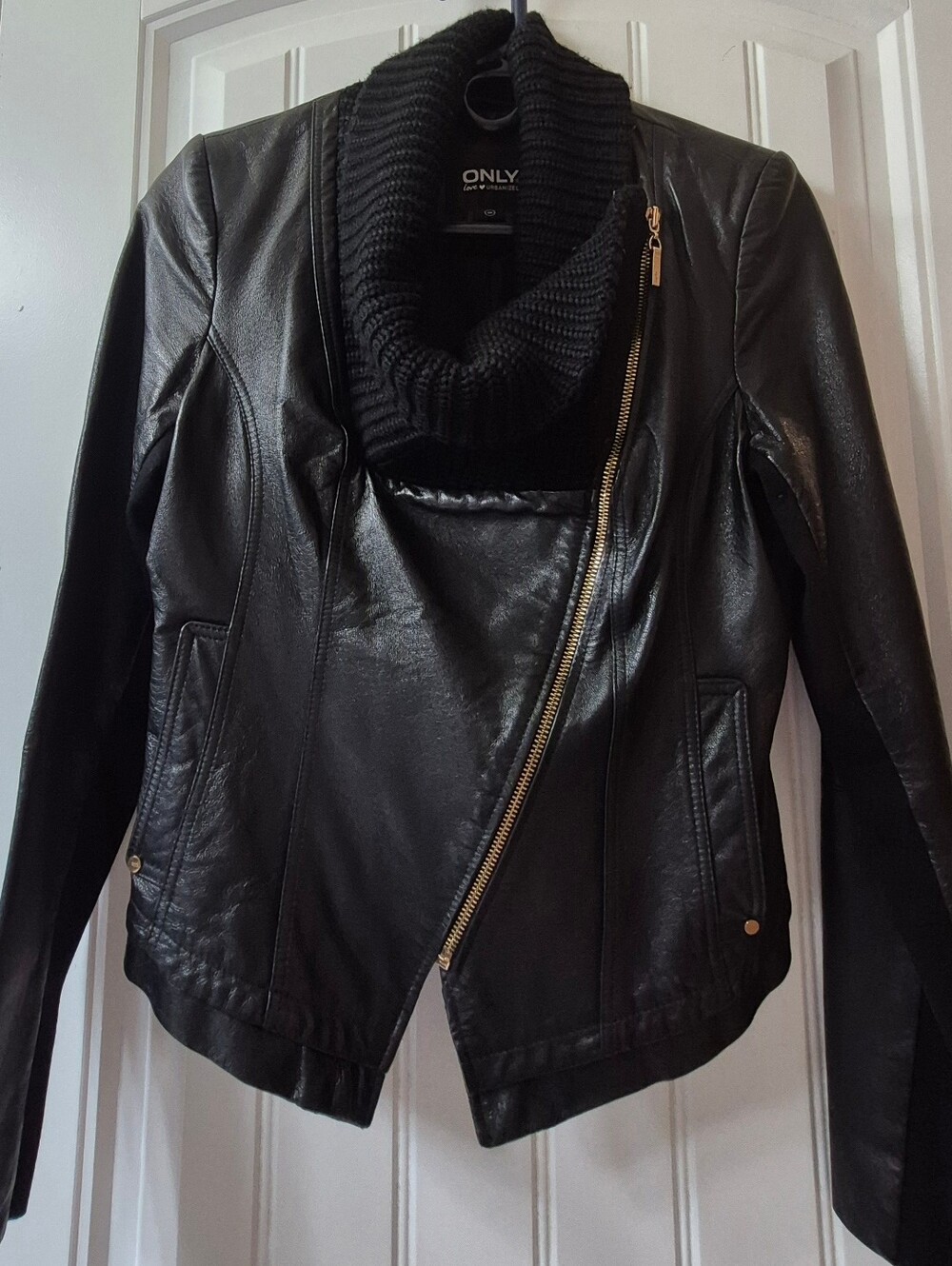 Womens ONLY Love Urbanized Leather Moto Jacket Size Medium